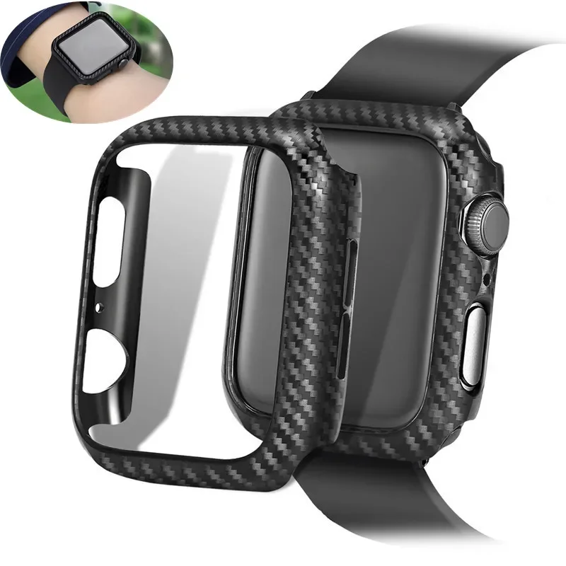 

Cover For Apple watch case 44mm 40mm 45mm 41mm 42mm 38mm Carbon fiber Bumper Protector iWatch series 3 5 6 SE 7 8 9 Accessories