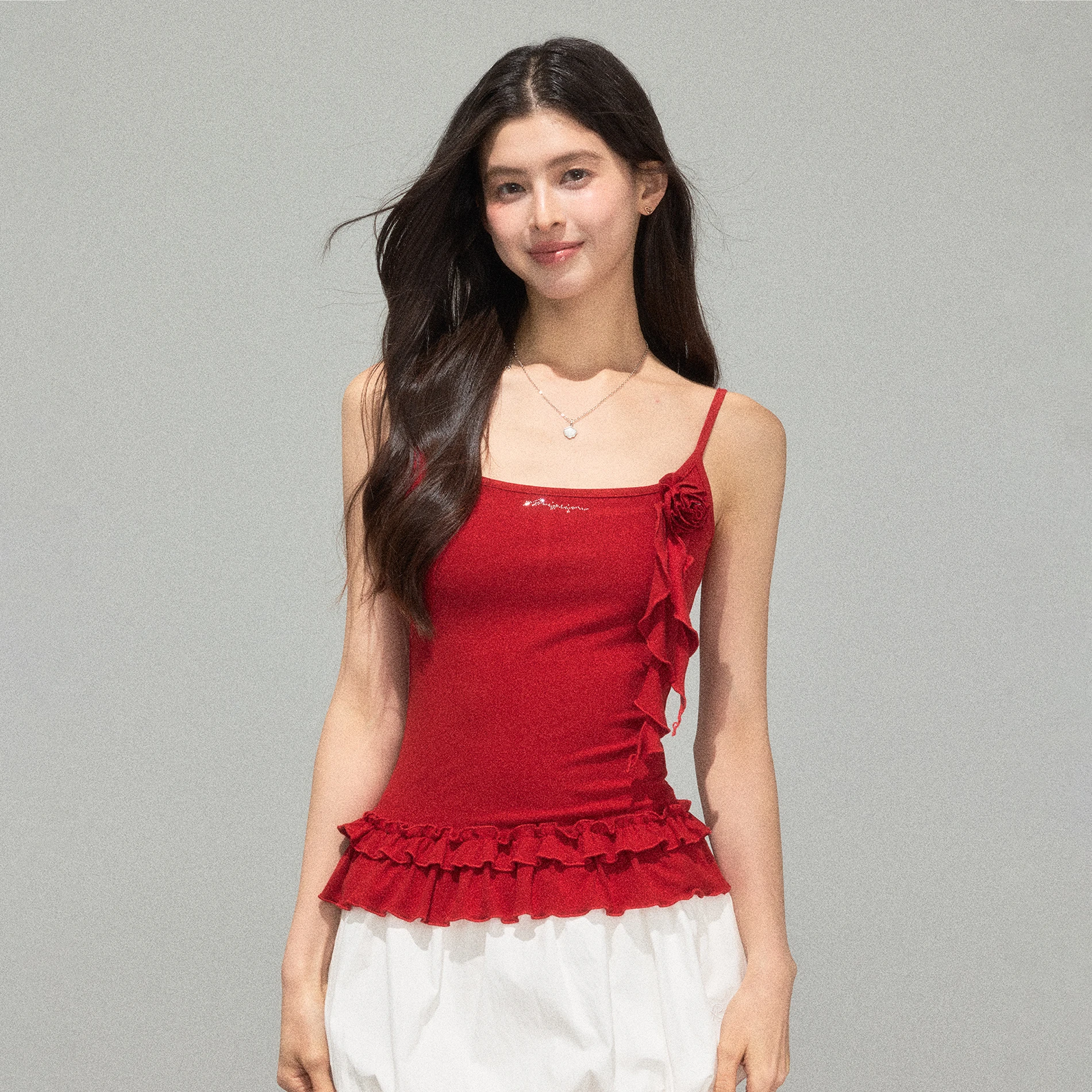 เสื้อกั๊กผู้หญิงสไตล์วินเทจแบบสายเดี่ยว รุ่น Ariseism  ไม่ได้ผลิตซ้ำ  ทรงสลิม  ความยาวแบบสตรีทแฟชั่น  ลายดาว  ตัวอักษร...