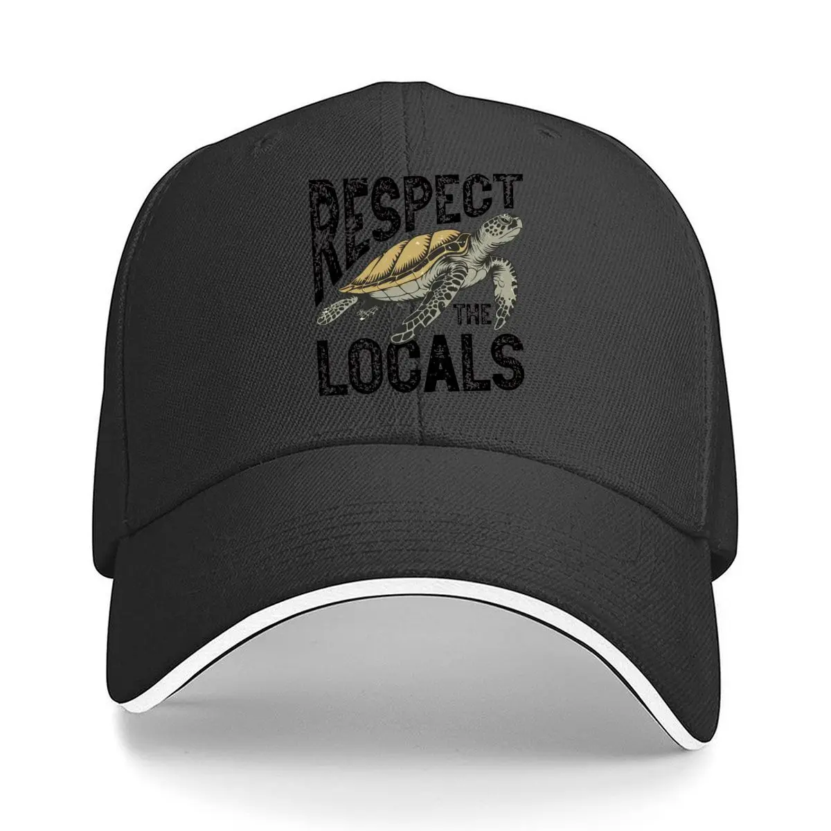 Respect The Locals Sea Turtle Marine Life Sandwich Baseball Cap Sun Cap Outdoor Workouts Hat