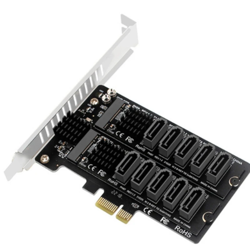 PCIe X1 to M.2 SATA 6Gbps 2-Port Adapter Expansion Card JM582 Host Chip