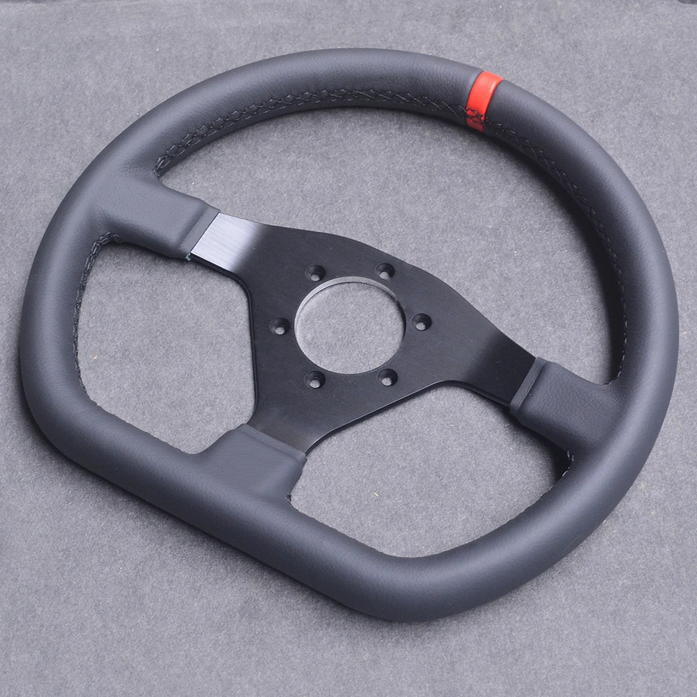 Volante de cuero con forma de D, 320mm, 12,6 pulgadas, PC, videojuego, coche, conducción, carreras, deporte, simulador