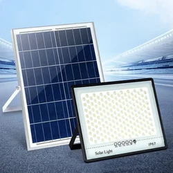Luces solares impermeables para exteriores, reflectores de alto brillo, lámpara con Control remoto, IP67, para jardín, interior y hogar