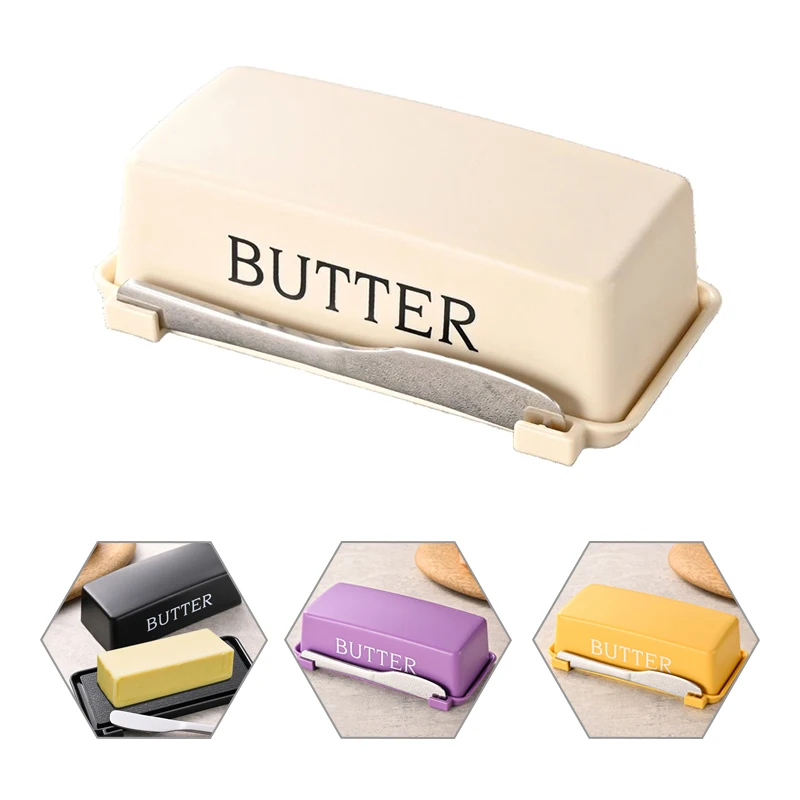 Einfache Butterbehälterbox mit Messer, Restaurant, versiegelte Aufbewahrungsbox, Käsebox mit Messer, Butterschneider, Butterschale, Geschirr