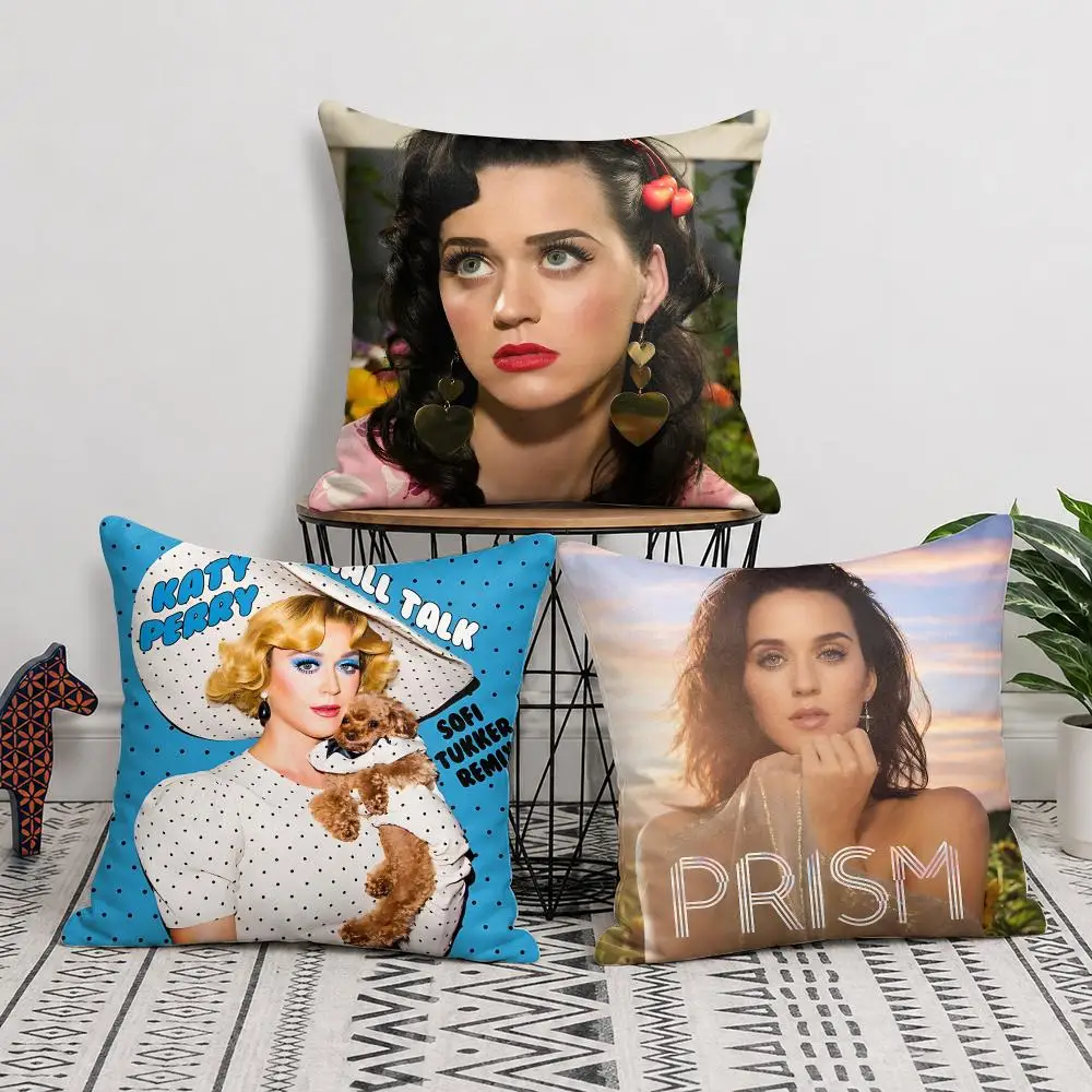 K-Katy Perry Singer Cushion Cover Silky Short Plush Invisible Zipper Dustproof Sofa Pillow Case For Home Decor