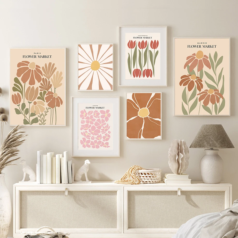 Flower Market Wall Art Mural Nordic Posters And Prints Boho Abstract Daisy Canvas Painting Pictures For Living Room Home Decor