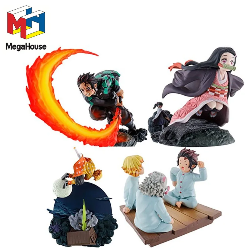 MegaHouse Genuine Shokugan Demon Slayer Scenes CANDY TOY Vol.1 Tanjirou Nezuko Zenitsu Anime Action Figure Toys Kids Xmas Gift