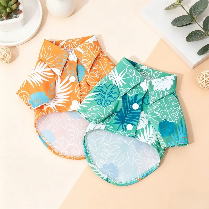 

Leaf Print Dog Shirt Fashion Dog Clothes Hawaiian Style Puppy Top Summer Cat Vest Coat Pet Shirt Dog Beachwear Chihuahua Costume
