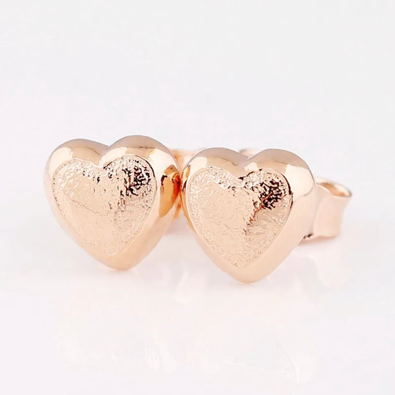 

Серьги-гвоздики с розовым золотым сердцем для женщин, подлинные ювелирные изделия из стерлингового серебра S925, подарок на день рождения для женщин и девочек