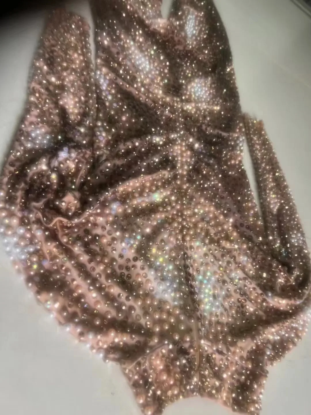 ผู้ชายหรูหราไข่มุก Rhinestones Jumpsuit Elastic Leotard เซ็กซี่ DJ ไนท์คลับชุดเต้นรำเครื่องแต่งกายสวมใส่