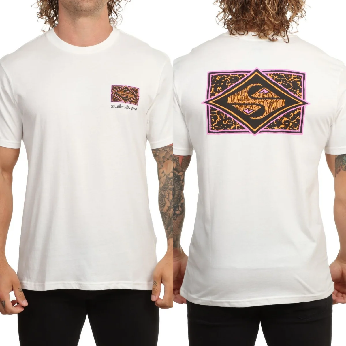 Sommer Neuheit: Quik Surfing Silber-Grafik Baumwoll-T-Shirt, Unisex Kurzarm-Mode-Marken-Shirt, Luxuriöses Casual Vintage T-Shirt – Detail 5