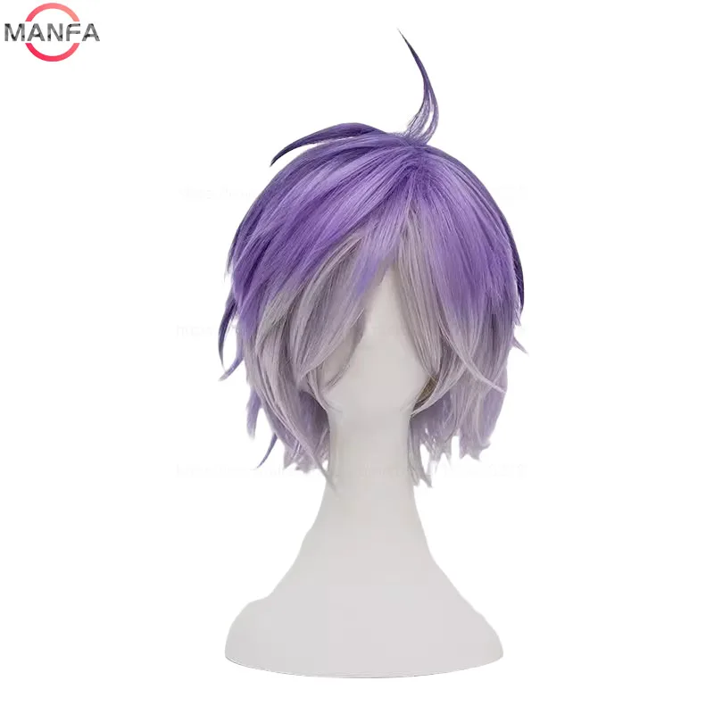 Anime  Sakamaki Kanato Wig Cosplay Men Short Purple Ombre Heat Resistant Synthetic Hair Wigs + Wig Cap