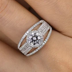 Huitan Gorgeous Wedding Rings Silver Color Temperament Engagement Accessories AA Cubic Zirconia Crystal Rings Jewelry for Women