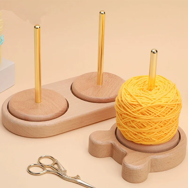 

IMZAY New Solid Wooden Rotatable Yarn Shaft Spool Holder Yarn Cake Winder Spinner for Crocheting Hand Operated Ball Winders