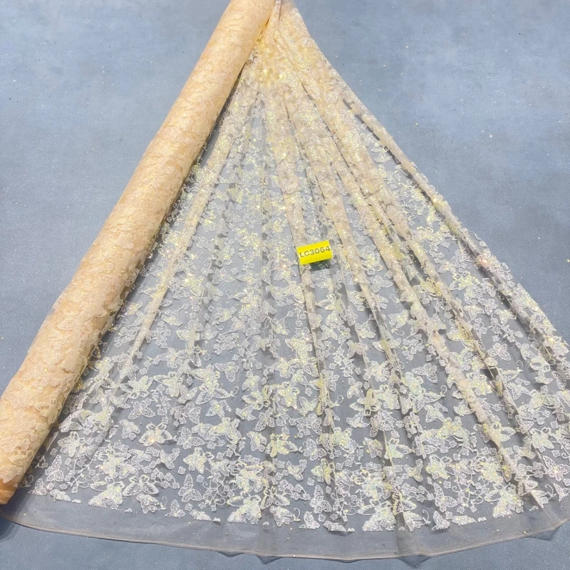 

10 Yards champagne Patterned Wedding Dress Fabric Mesh Spray Lace 150cm Wedding Party Pink Spray gold Tull fabric