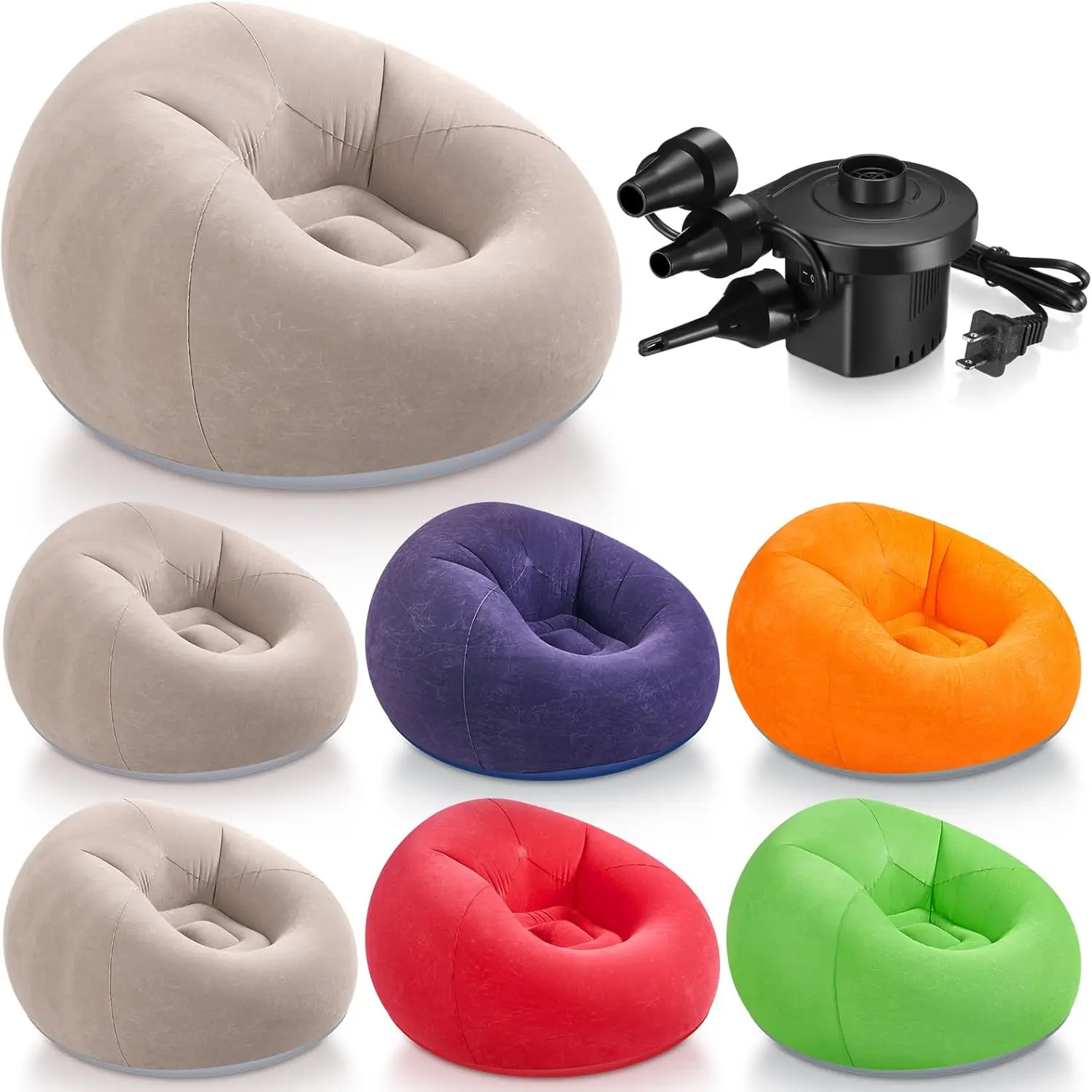 6 Pcs Bean Bag Chairs For Adults Inflatable Chairs With Electric Air Pump,Blow Up Chair Folding Portable Inflatable Couch Lazy