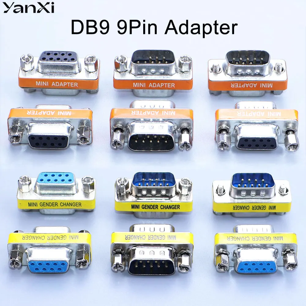 1PC DB9 9Pin Male to Male/Female to Female/Male to Female Mini Null Modem Gender Changer Adapter RS232 Serial Plug Com Connector