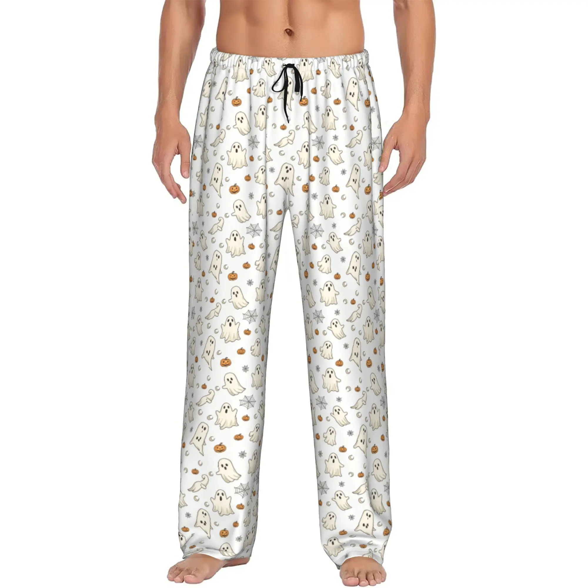 Custom Print Halloween Ghost Pajama Pants Men Horror Sleep Sleepwear Bottoms with Pockets