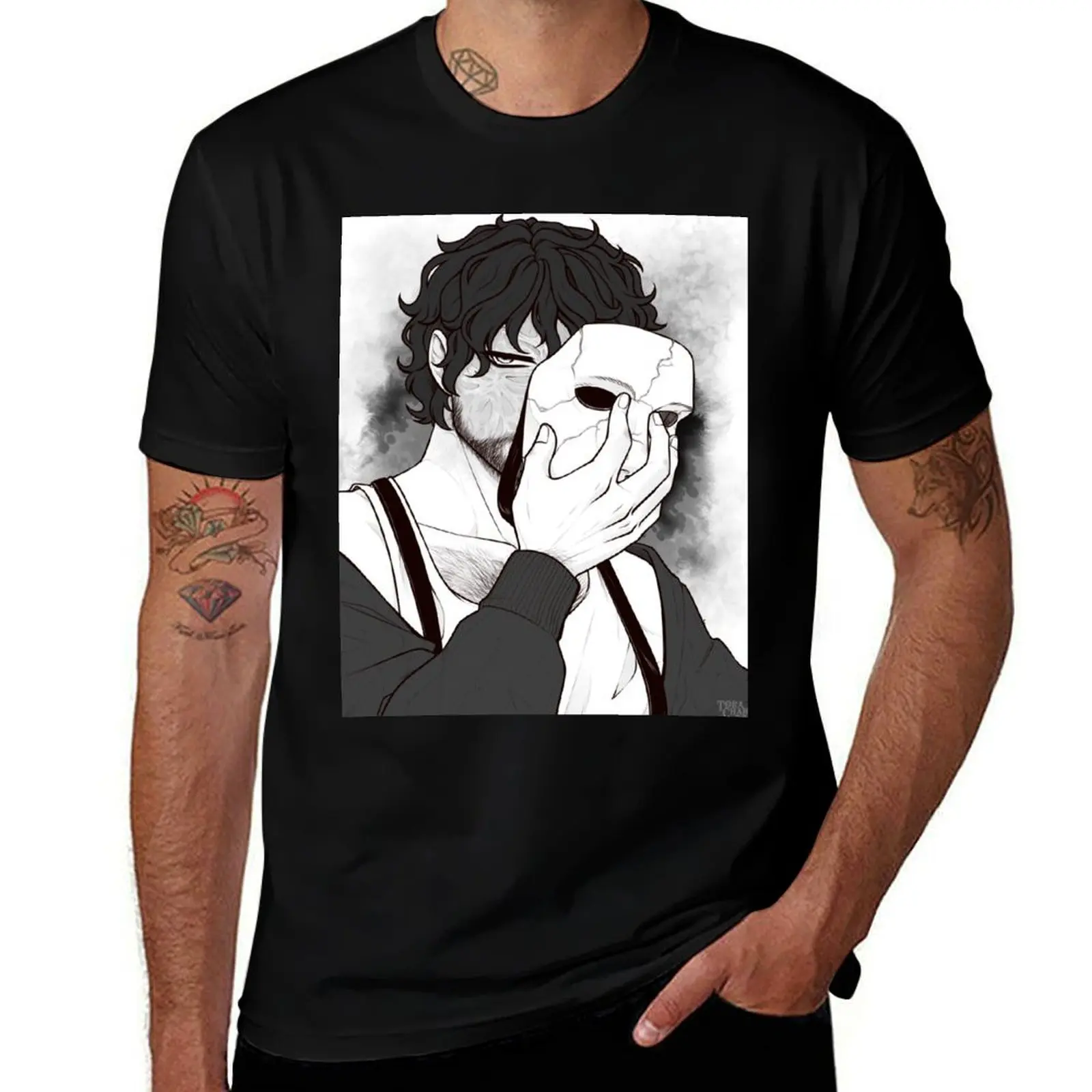 [Brahms Heelshire] Behind the mask T-Shirt Everyday Wear Basic Short Sleeve Top T-Shirt