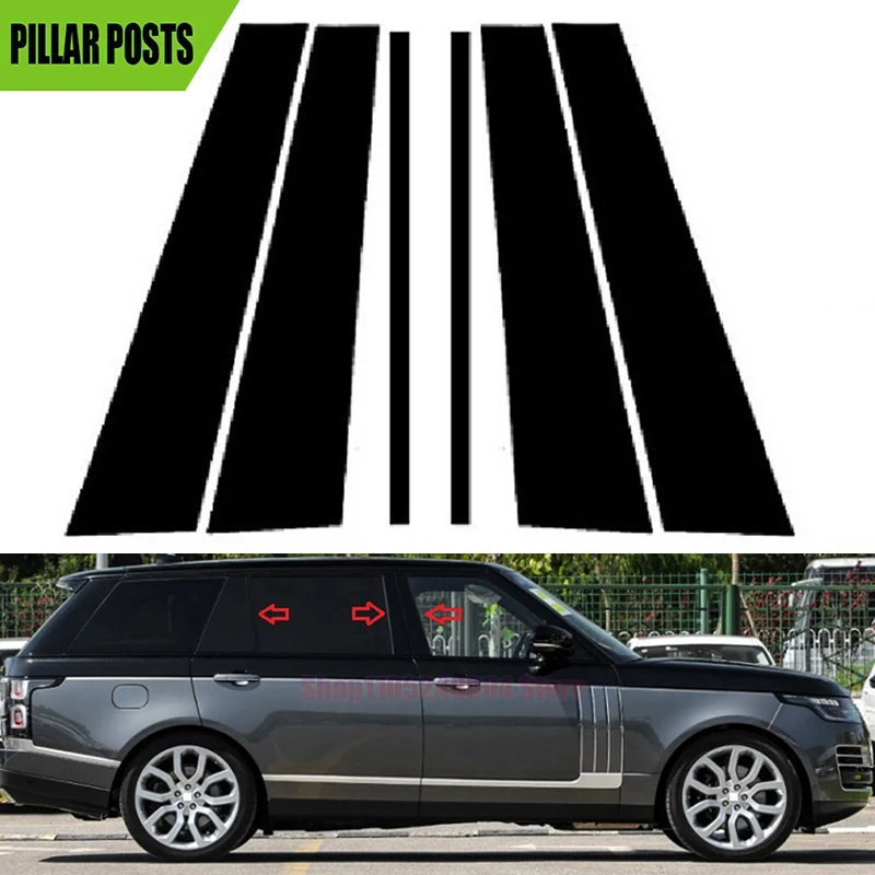 

6PC For Land Rover Vogu Range Rover L405 2014-2021 Gloss Black Pillar Posts Door Window Trim Cover Column B C Sticker Decoration