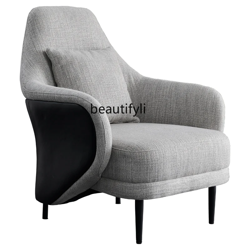 

Italian light luxury, single sofa chair, Nordic leather chair, modern simple small apartment combination, leisure chair