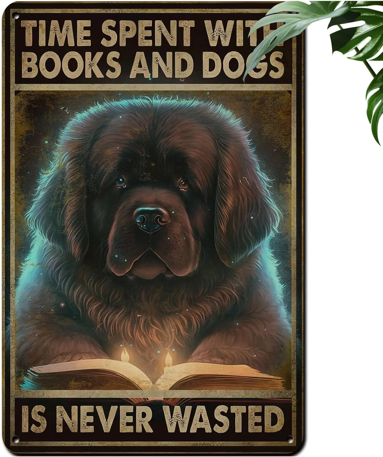 Lovely Newfoundland Dog Metal Sign Iron Painting for Adult,Animal Wall Art for Adults,Home Kitchen Bedroom Garden Coffee Wa sign