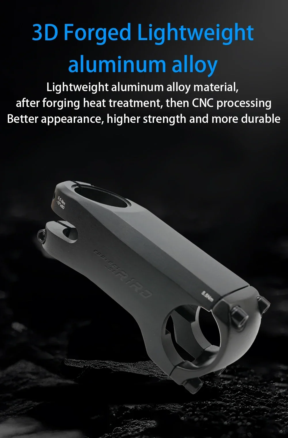 RIRO Fahrradvorbau, internes Kabel, versteckter Fahrradvorbau, 28,6–31,8 mm Aluminium, Aolly Forging/CNC-Griff mit Abstandshalter, Straßenlenkervorbau – Detail 2
