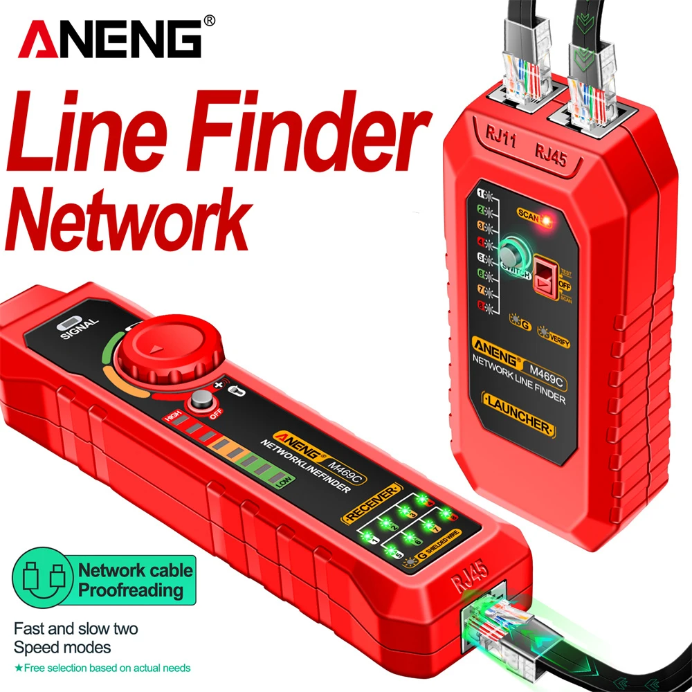 Aneng-multifunções Network Cabo Finder Network Cabo Tester Networking Tool Trace Measure Rede Repair Analyzers Rj45 Rj11 Lan M469c