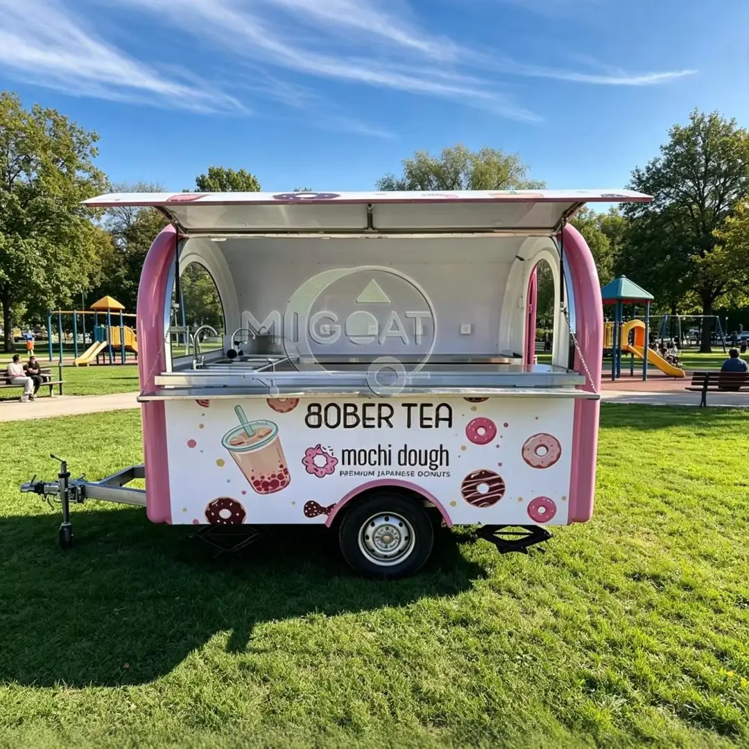 

Standard Mobile Food Truck Fully Equipped Street Food Cart Trailer for Boba Tea Donuts Ice Cream Vending
