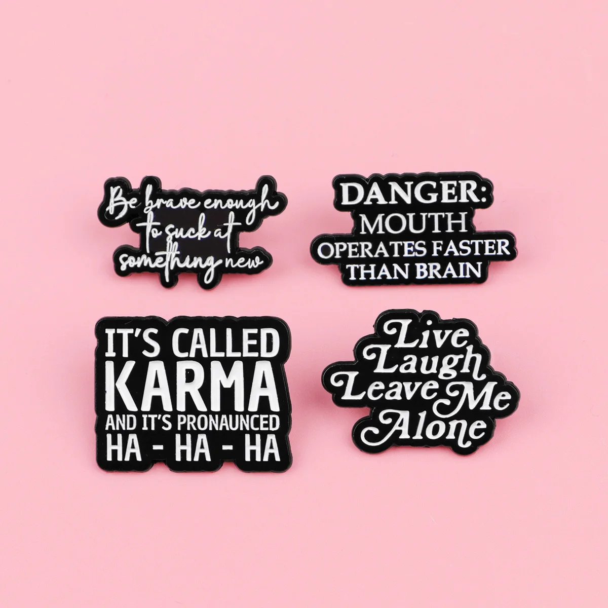 "DANGER：MOUTH OPERATES FASTER THAN BRAIN " Enamel Pin Self Deprecating Quote Brooch Pines Lapel Pins Badge Fashion Jewelry Gifts view 5