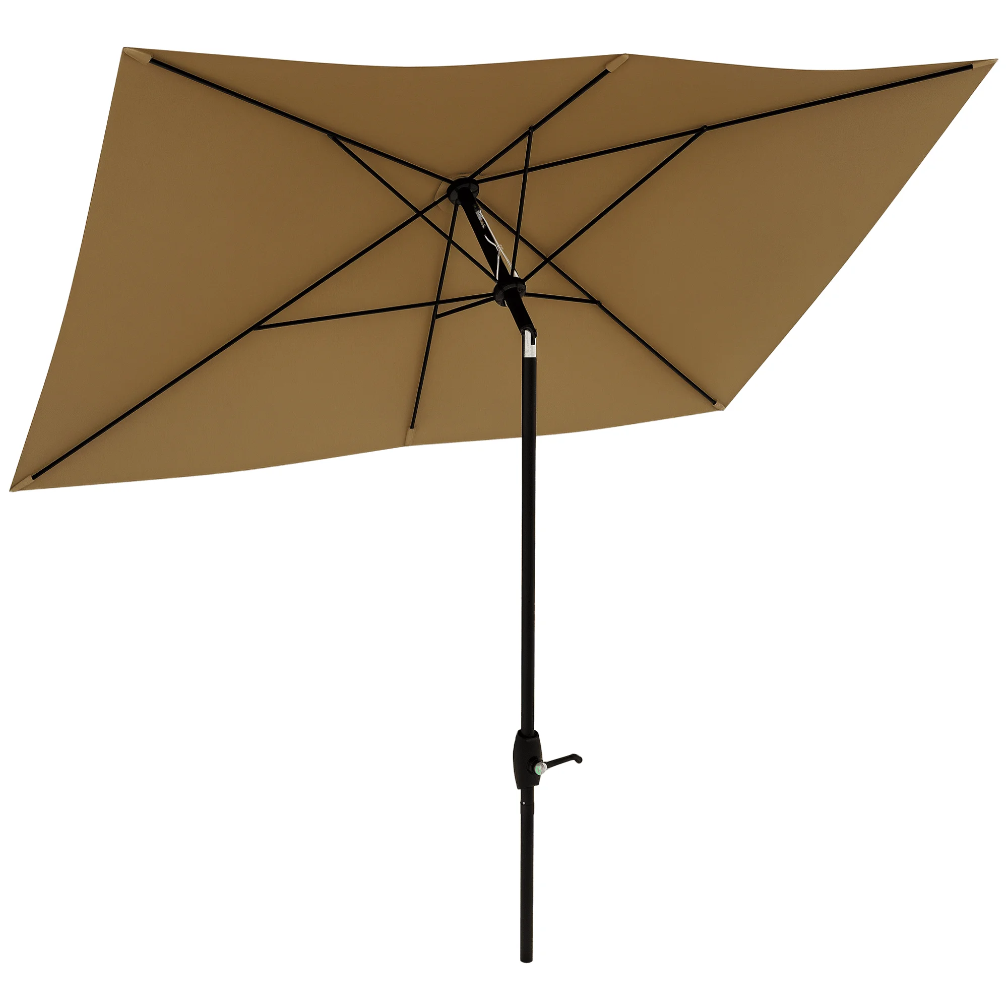 

For Outsunny 6.6 X 10 ft Rectangular Market Umbrella Patio Outdoor Table Umbrellas with Crank & Push Button Tilt, Coffee