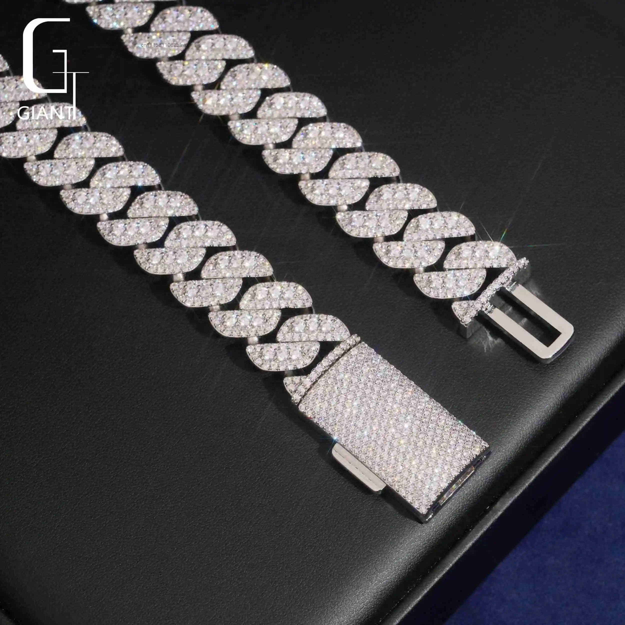 Heavy Rapper Chains 18MM Raised Pointers 925 Sterling Silver Gold Plated Moissanite Chain Cuban GRA Fashion Chains Necklaces，
