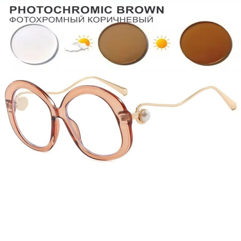 Round Large Metal Glasses Frame Fashion Non-Prescription Glasses Anti-Blue Light Glasses