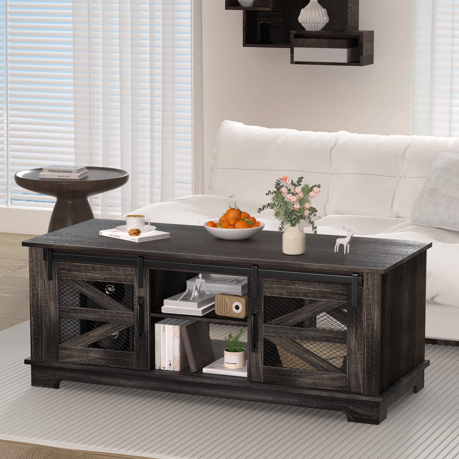 Granary style coffee table, simple and modern, small-sized living room, small coffee table with storage, side table