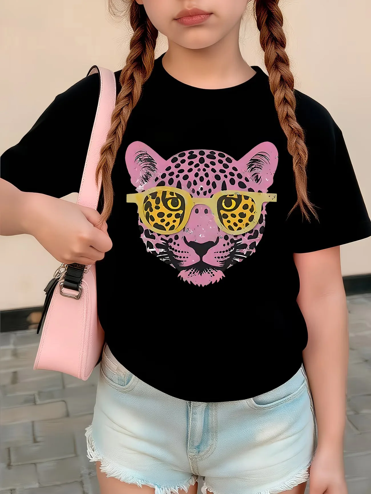 Modische Tiger-Print Grafik Kinder T-Shirts Sommer Kurzarm-Shirts Cartoon Jungen Mädchen Kleidung Kawaii Tops Y2K Kinder T-Shirt