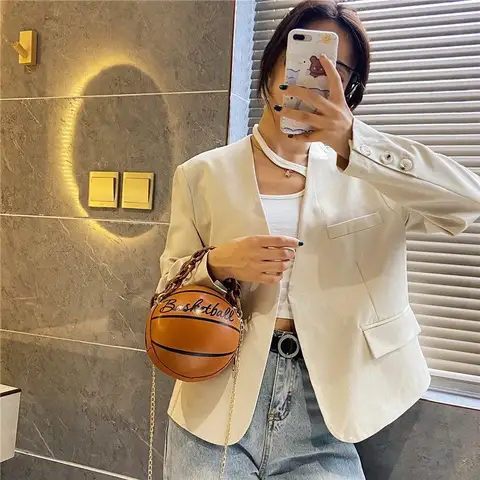 2024 Axelremsväska Nytt Nätverk Röd Personlighet Rolig Rosa Ins Mångsidig Kedja Fotboll Basket Axelväska Liten Rund Väska 8 best sales rosa läderhandväska - №6