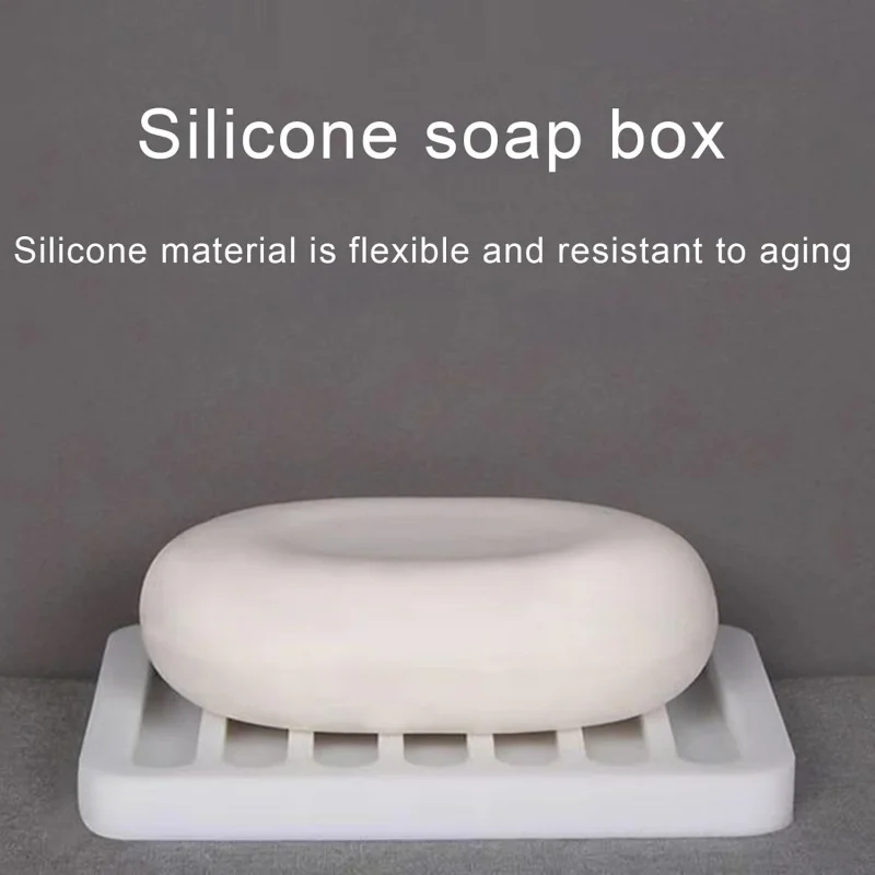 1-Pack Free Punch Soap Box Silicone Draining Soap Holder Creative Kitchen Bathroom Countertop Non-slip Shelf