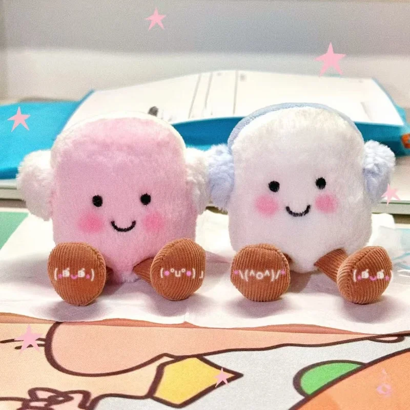 Orejeras de felpa de malvavisco Kawaii, muñeca rosa y blanca, recién llegados de invierno, adorno de almohada de juguete, regalo suave para niños y amigos