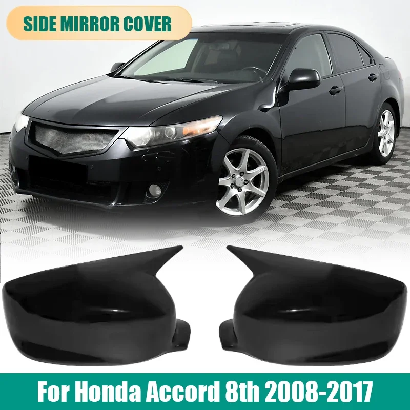 

Car Reaview Mirror Cover Trim Horn Style For Honda Accord 8th 2008-2017 Carbon Fiber Style Glossy Black Mirror Cap Shell