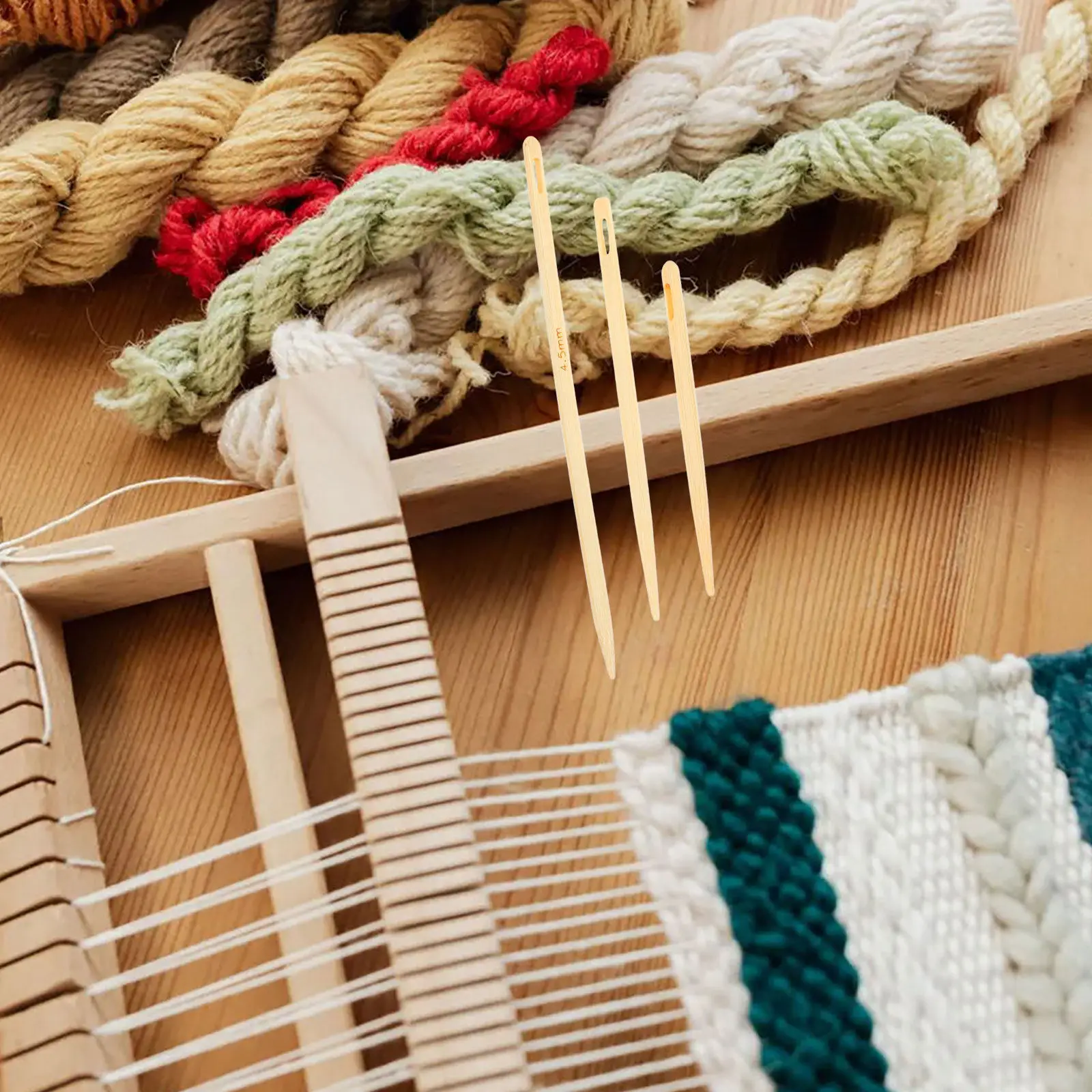 3Pcs Wooden Circular Knitting Hooks Large Eye Knitting Needles Hand Craft Crochet Yarn Tools Crochet Hair Tool