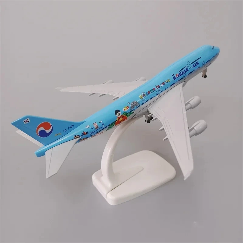 20cm Alloy Metal Korean Air Boeing 747 B747 Airline Welcome to Korea Airplane Model Collectible Gift