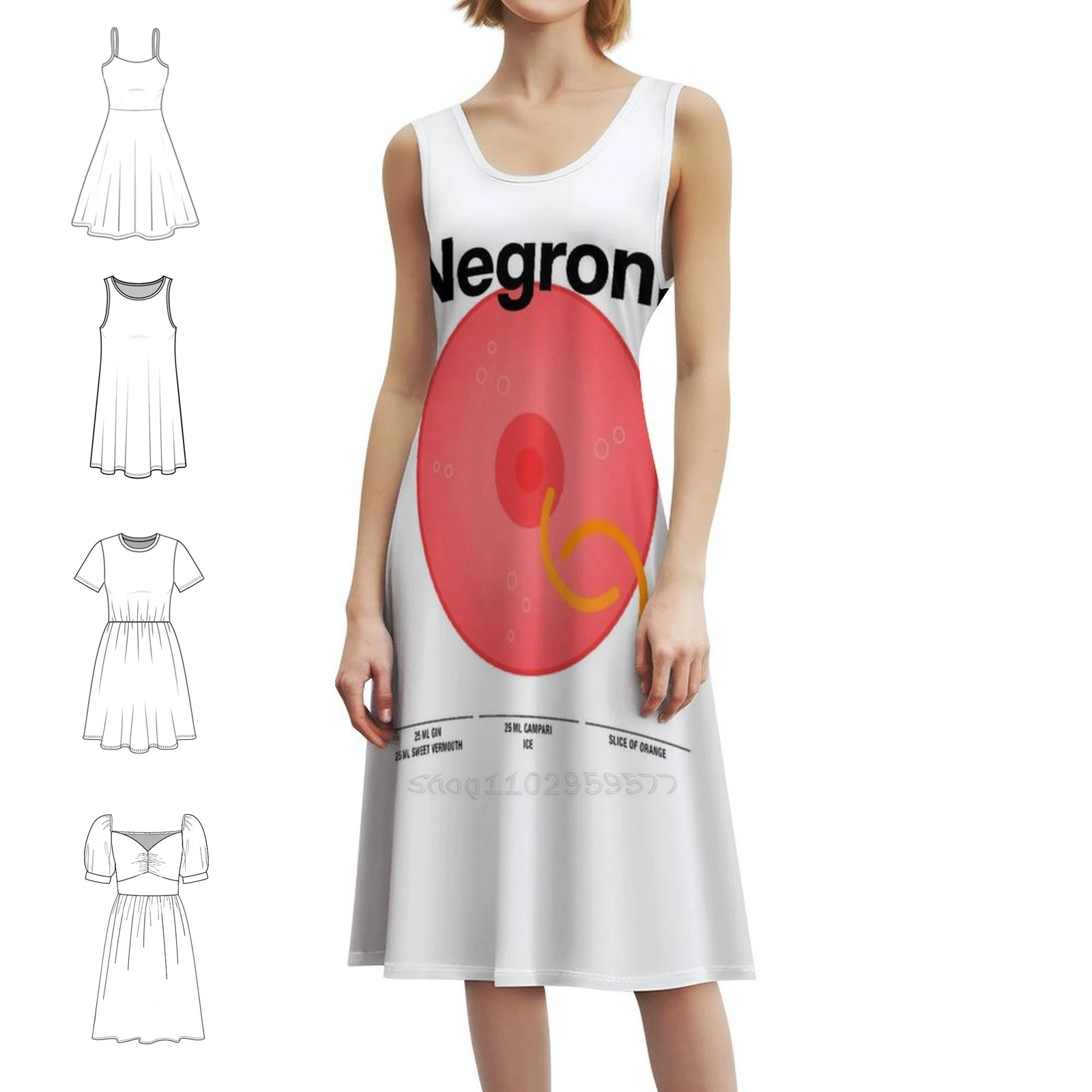 كوكتيل ميكسولوجي لبار البيت "نيغروني" فستان بوهيمي عتيق بأكمام منتفخة أو خيارات بلا أكمام لفستان النساء #1