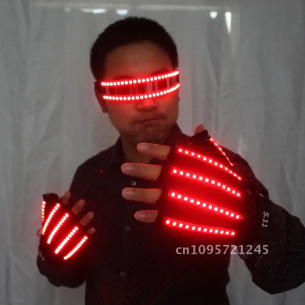 

LED Glow Gloves Rave Light Flashing Finger Lighting Glow Magic Halloween Luminous Gloves Supplies Mittens Black Party