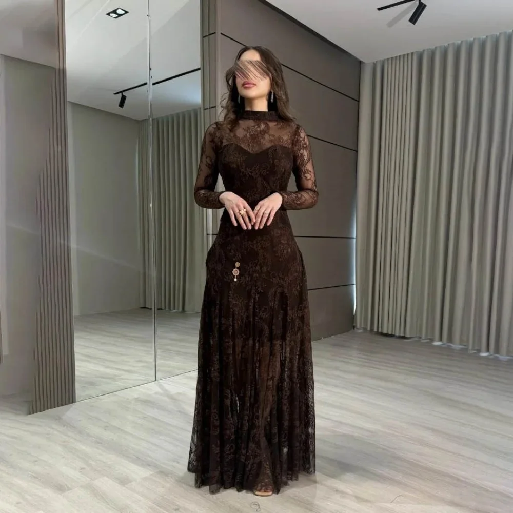 

Customized Exquisite Long Sleeve Mermaid Evening Dress Charming Lace Applique Prom Dress Sexy Party Gown вечернее пл