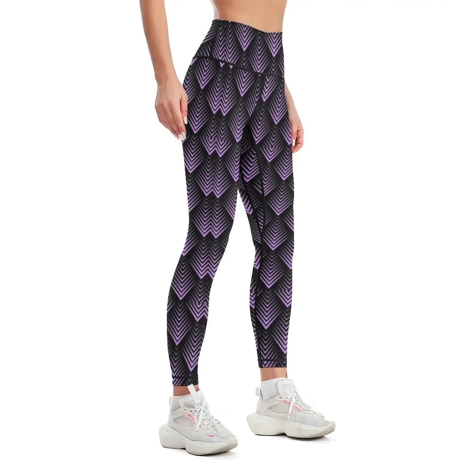 Purple and black art-deco pattern Leggings Legging sexy woman sports tennis for exercise clothing for Womens Leggings