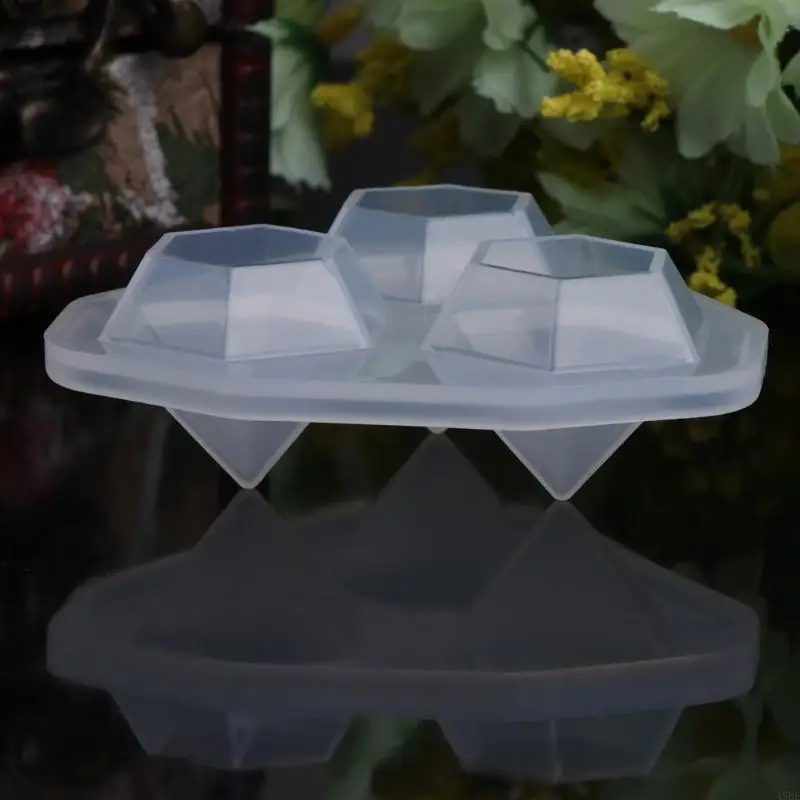 45be DIY Crystal Epoxi Mold Molde silicona para colgante Diamond Mirror Moldo molde silicona Molde joya Herramienta