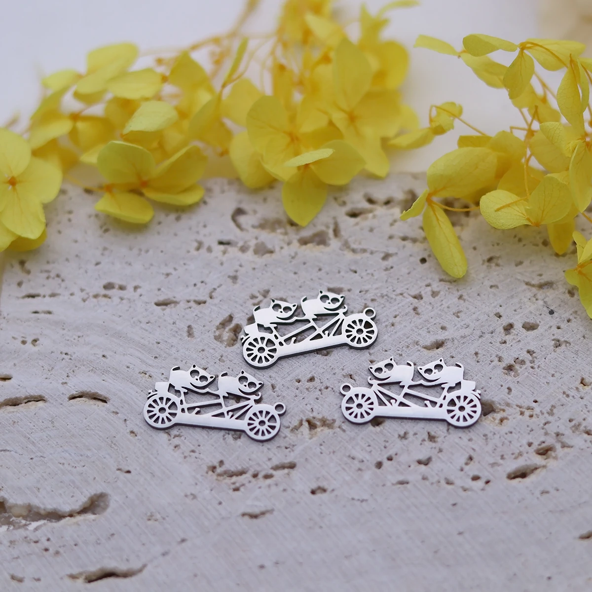 3 قطع الكرتون الحيوانات ركوب الدراجات diy سحر الفولاذ المقاوم للصدأ قلادة صالح القلائد أساور صنع المجوهرات الاطفال الهدايا الحرفية #2