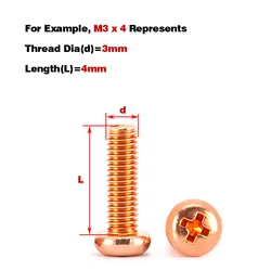 Red  Copper  Round  Head Cross  Screw / Conductive Bolt M3M4M5M6