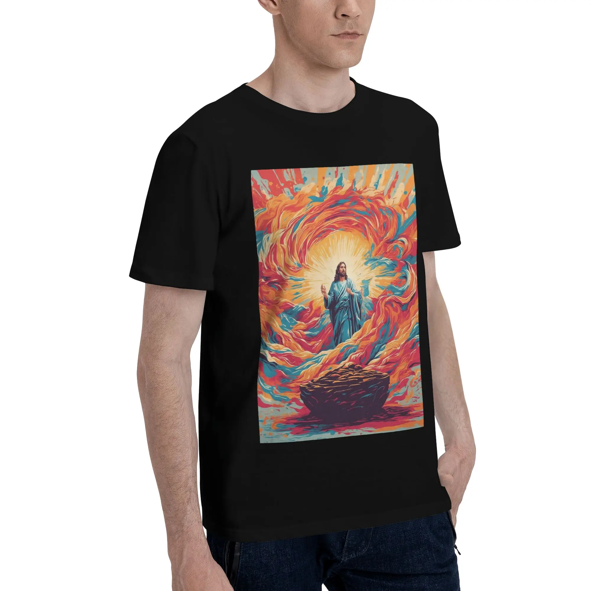 

Мужская футболка с библейскими справлением Иисуса, мужские футболки больших размеров, мужские хлопковые футболки с круглым вырезом, короткие летние мужские футболки