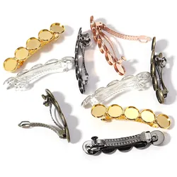 5pcs Copper Tray Hairpin Fit for 12mm Diamond Cabochon Women Hair Clips Side Bangs Fix Fringe Girls Headdress Solid Headwear