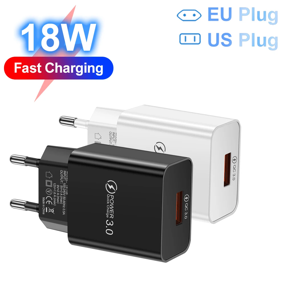 18W QC 3.0 USB Adapter Fast Charging Wall Charger Compatible With Multi -phone Series Quick Charger